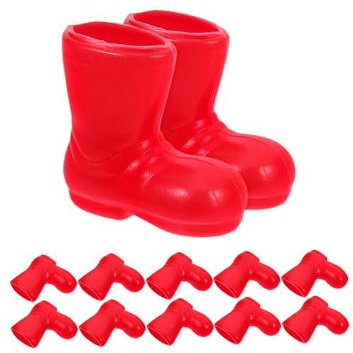 RORPOIR 6paare Miniatur Weihnachtsmann Stiefel Rote Puppenhaus Schuhe Langlebige DIY Dekoration Einfache Montage Festliche Mini Boots Für Puppenhaus Und Weihnachtsdeko