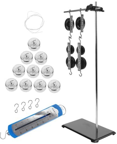 OSOLADY Flaschenzug Physik Experimentier Kit Mit Höhenverstellbarem Halter 10 Stück 50g Gewichte Messgerät Für Physikunterricht Lernset