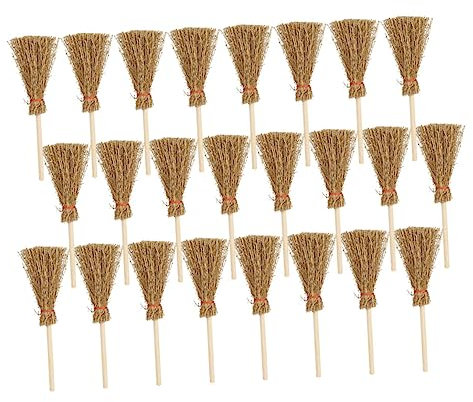 TOYANDONA Balais Miniatures en Bois pour Maison De Poupée, Lot de 25 Pcs, Mini Balais Décoratifs Réalistes, Accessoires De Décoration De Micro-Paysage, pour Artisanat Miniature Et Scènes De Maquettes