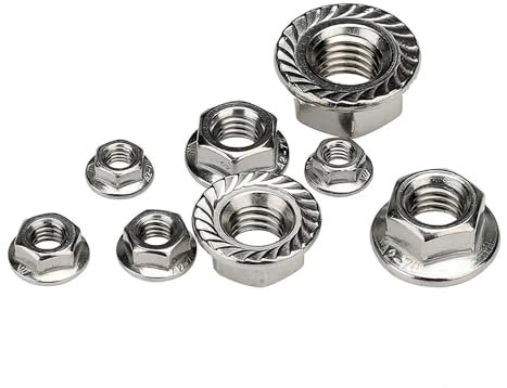 316 Edelstahl Sechskant Sechskantkopf gezackte Spinlock Flanschmutter Kontermutter Kontermutter DIN6923 M4-M12(M12(2PCS))
