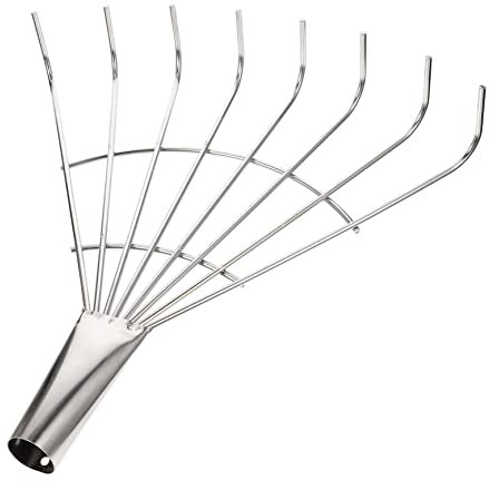 TOYANDONA Rastrillo de Acero Inoxidable de 8 Dientes para Limpiar el Suelo y Recoger Hojas Caídas, Herramienta Manual de Jardinería