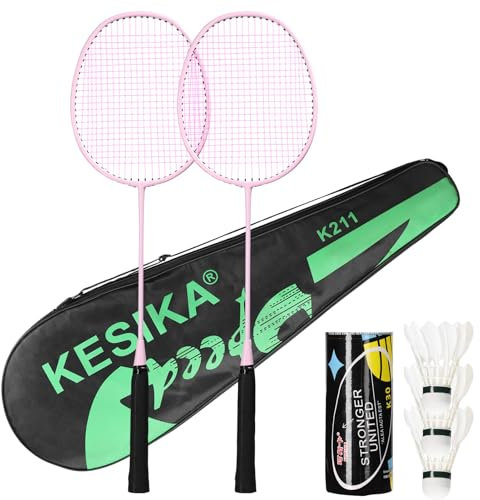 Badminton -Schläger Set, Eisenlegierungstraining Badminton Shuttlecock -Set Einschließlich Schläger, Shuttlecock, Tragetasche, Sportgeräte Im Innenbereich für Erwachsene für (PINK)