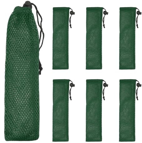 sourcing map 6 Pcs Pouch Bag Straw Carrying Cases, Portable Cutlery Sleeve Chopstick Case Utensil Bag for Home Travel Outdoor Storage Fork Spoon Chopsticks, S & Dark Green