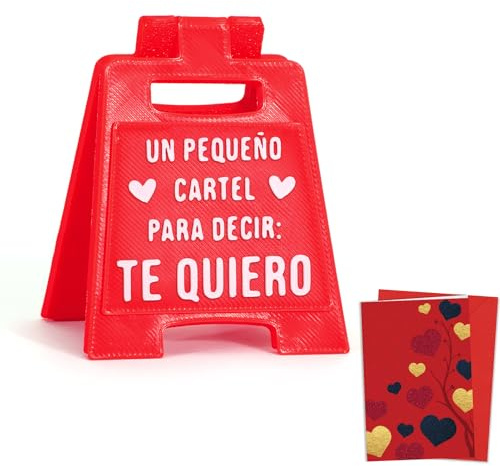 DPKOW Pareja Regalo San Valentin Mujer Hombre, Divertido Te Quiero Cartel Señal Mini + Tarjeta para San Valentín Señal Adornos Regalo Pareja Novia Esposa Navidad Aniversario Regalos, con sobre