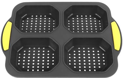 flexman Molde de Silicona para Baguettes, 4 Rejillas Antiadherentes para Hamburguesas con Asa, Bandeja para Hornear Pan Francés, Molde para Hornear Baguettes Francesas, Bollos