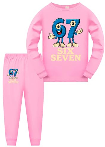 Yaokilyly Boys Girls 67 Meme Kids Clothing Sets Six Seven Shirt and Pants (Pink,7 Years)