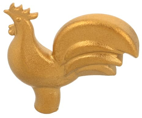 LALADEFIEE Poignée de Couvercle de Casserole en Fonte Bouton Décoratif Coq Doré Solide Bouton de Remplacement 6 Mm Vis et Rondelle Compatible Cocotte en Fonte Émaillée Accessoire Ustensiles