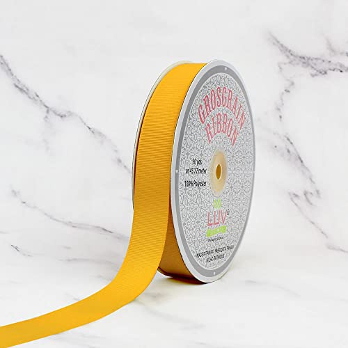 Creative Ideas 7/8-Inch Solid Grosgrain Ribbon, 50-Yard, Light Gold