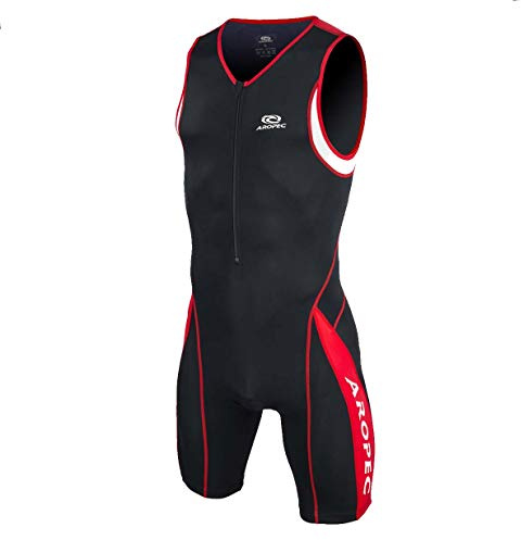Aropec Panther Lycra Triathlon One Piece Tri Suit-Svart/Röd, Liten