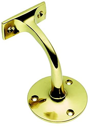 Quality AA84 Heavyweight Handrail Bracket 64mm (Polished Brass)