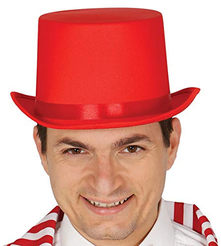 NET TOYS Eleganter Gentleman Zylinder für Erwachsene - Rot - Vornehme Party-Kopfbedeckung Showman Partyhut - Genau richtig für Kostümfest & Karneval