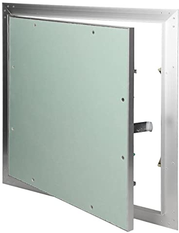 ECD Germany Puerta de Inspección Revisión 400x400mm Cartón de Yeso Inserto GK 12,5mm Marco de Aluminio Solapa de Mantenimiento Tapa de Limpieza Panel Trampilla Acceso Instalación en Paredes y techos