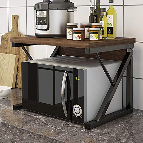 QIHANG-UK Küchenregal für Mikrowelle 2-stufiges Mikrowellenregal Küchenorganizer, Platzsparendes Regal für Küche Arbeitsplatte, für Mikrowellen, Toaster, Airfryer (Schwarz/2 Ebenen-1)