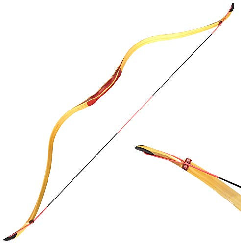 MILAEM Bogenschießen Traditionelle Langbogen Handmade Recurve Bogen Jagdbogen Horsebow 15-50lbs Sportbogen Outdoor Sport Wettbewerb Jagdpraxis (30lbs)