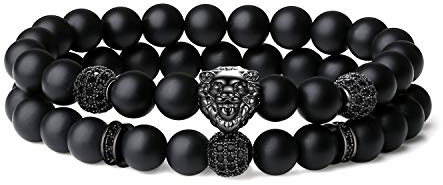 COAI herrarmband med Löwen berlock 2 st, 7 inches, matter Onyx