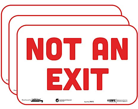 BeSafe Messaging Not an Exit, 3er-Pack, 22,9 x 15,2 cm, helles kräftiges Rot, repositionierbares Wandschild, reißfest, Hinweisschild, für Zuhause, Sicherheit, Büro, Lager, Aufkleber