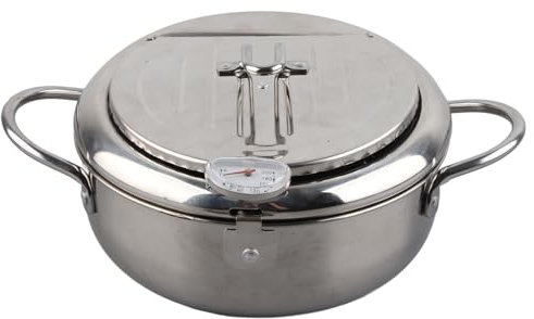 Freidora Tempura, Mini Freidora de Acero Inoxidable, Hogar de Estilo Japonés con Control de Temperatura, Adecuado para Cocina de Inducción(20 CENTÍMETROS)