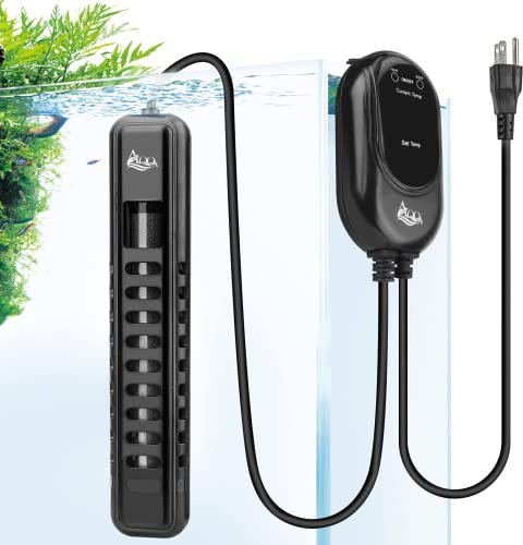 AQQA Aquarium Heizung 100-500W, Einstellbare Temperatur Digitaler Aquarium heizstab mit LED-Anzeige und externem Temperaturregler, Tauchsieder passend für Betta, Schildkröten (100W)