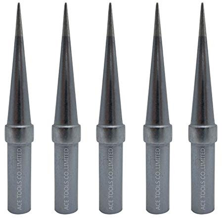 ETS Scharfe lange konische runde Feinnadel-Lötspitze 0,04 mm für WESD50 WES50 WESD51 WES51 PES50 LR20 PES51 LR21 WE1010EU WE1010 Lötkolbenspitzen 5 Stück