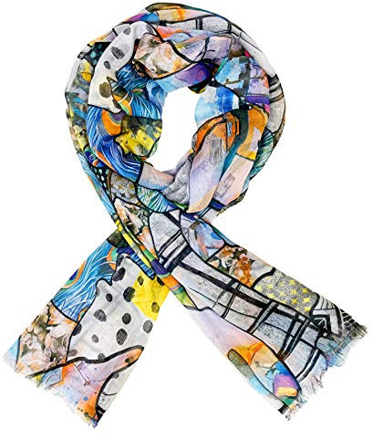 J26 Feder Seide Tuch XL Schal Silk Seidenschal Seindentuch Regenbogen Rainbow Halstuch Sommer Hochwertig Leicht (Hellblau)