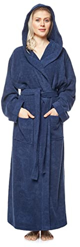 Badrock med huva för kvinnor, ankellängd, Färg: Marinblå, Storlek kvinnor: S long, Storlek unisex: XS-S long