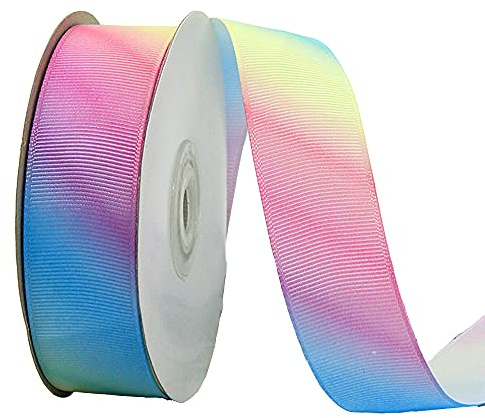 22mx 25mm Regenbogen Gradient Farben Satinband Schleifenband Satin Geschenkband Dekoband Nähband Bastelband Zierband für Weihnachten Hochzeit Valentinstag Deko Haarzöpfe Party Geburtstag,Regenbogen #2