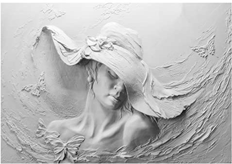 Carta Da Parati Fotografica 3D Effetto Donna Calcestruzzo Astratto - Include Colla - Moderna Design Carta per Pareti Soggiorno Camera Da Letto Sala Fotomurali In Tessuto Non Tessuto TNT (312x219 cm)