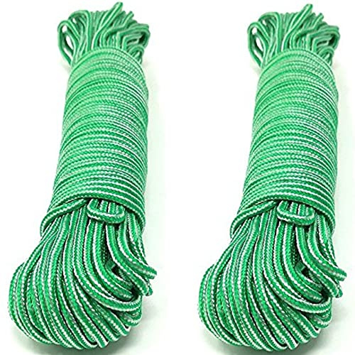 BricoLoco.com Cuerda tendedero. 2x20 MTS. Tender Ropa en Exterior o Interior. Tendedero de poleas, Acampada, Camping, jardinería. Polipropileno Trenzado. Ø 4 mm. (2x20 MTS.)