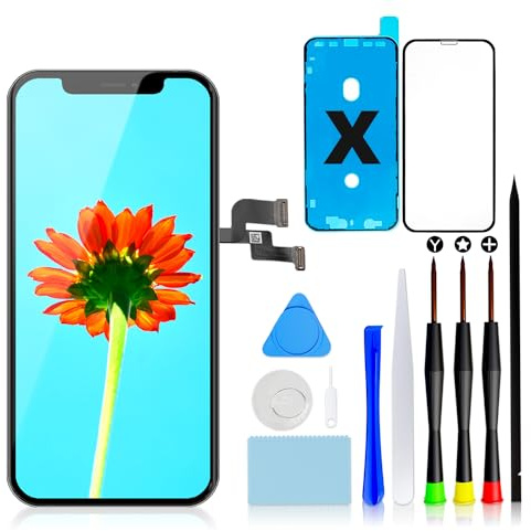 Display für iPhone X, 5,8 FHD LCD Ersatzbildschirm Touchscreen Digitizer | Klare Bildqualität, präzise Touch-Reaktion, 3D Touch, Face ID Unterstützung, Reparaturset, Schutzglas, Klebestreifen