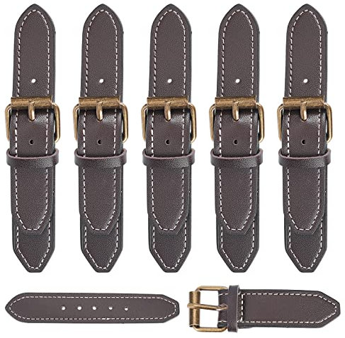 FINGERINSPIRE 6 Stück Lederschnallen zum Nähen, Metall PU Leder Schnalle Kokosbraun Schnappverschluss zum Aufnähen, Schnallen Lederverschlüsse zum Nähen, Basteln, Jackenmantel, Dufflecoat