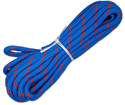 10mm Poly Braided Rope – 10m of Blue Line Cord – Reliable and Resilient Paracord for Multiple Tasks – Lightweight Braided Cord – Ideal for Camping, Dock Lines, Sailing, Construction. Set by MYPURECORE