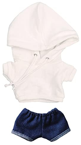 niannyyhouse Hoodies Dark Blue Jeans 15cm Plüsch Puppe Kleidung Puppe Dress Up (Weiß)