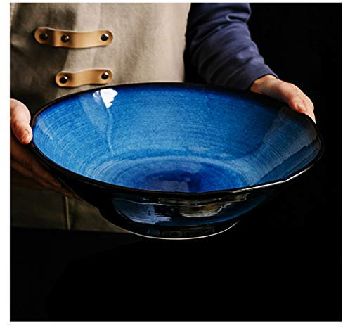 Bol Petit Dejeuner Bol en Céramique Bol À Salade en Céramique Bleu 2l Ramen Bol De Style Japonais Bol De Nouilles À Soupe Commerciale Bol
