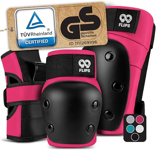 99FLIPS Inliner Schoner Erwachsene mit GS [6er Set] DIVE - M in Lila - Schoner Inliner Damen schützer erwachsene - Knieschoner Kinder 12 Jahre protektoren Skateboard