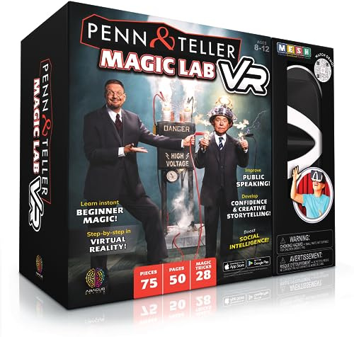 Abacus Brands Penn & Teller VR Magic Lab - Virtual Reality Kids Magic Book and Interactive STEM Learning Activity Set - for Ages 8 and Up