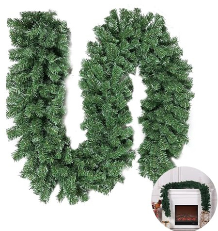Odot Tannengirlande Weihnachtsdeko, Künstliche Tannengirlande, Weihnachtsgirlande Girlande Weihnachten, Weihnachten Rattan, Kamin Treppe Balkon Dekoration Tür Innen Outdoor (250 Zweig,Grün)