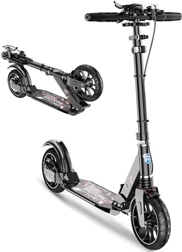 SJAPEX Cityroller Tretroller Erwachsene 150 Kg Tragkraft, City Roller Kinder, Big Wheel Scooter Mit Bremsen Und Stoßdämpfern, Klappbar & Höhenverstellbar