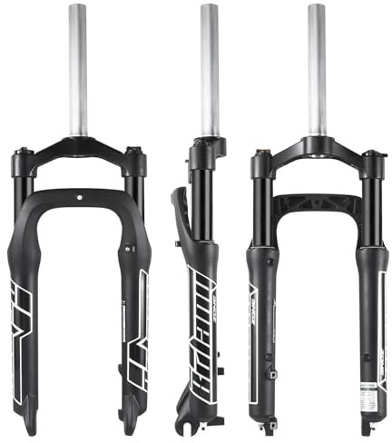 BOLANY Fat Tire MTB Federgabel, 20/26 x 4,0 Zoll 1 1/8 Zoll Gerader Schaft 100 mm Federweg 135 mm Nabenabstand Manuelle Sperrung 9 mm QR Ölfeder Vordere Gabeln für Schnee Strand XC Mountainbike