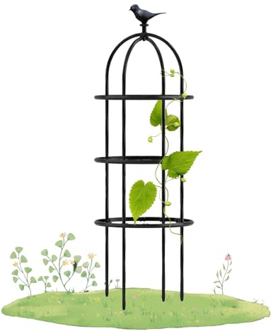 Obelisk Rankhilfe Metall Wetterfest Rankobelisk Gartenspalier 180x50cm 230x50cm 280x50cm 330x50cm für Bepflanzung, Garten Top-Vogeldesign (Color : Black, Size : H230x D50cm(7.5x1.6ft))