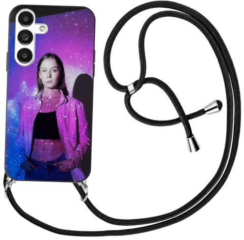 DCPPCY Personalisierte Handyhülle mit Handykette für Samsung Galaxy S23+ 5G–Selbst gestalten mit eigenem Foto oder Text–Individuelle Silikonhülle in Schwarz,stoßfest–Einzigartiges Design
