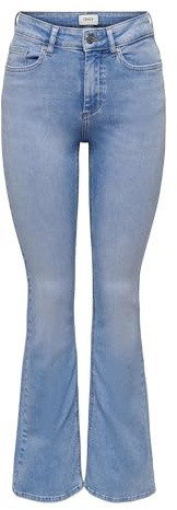 Only Femme Onlblush Mid Flared DNM Tai198 Noos Jean Évasé, Special Bright Blue Denim, XL Grande Longueur