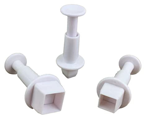 HUANIZI 3Pcs Square Plunger Cookie Cutter Set - Square Cake Fondant Mold - Cake Decorating Tools - Baking Accessories