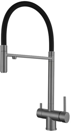 XJTNLB 3 Way Gray Kitchen Mixer Tap with Water Filter & Pull Out Spray