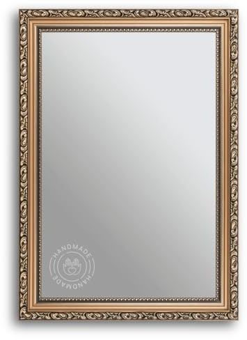 CLAMARO 'OSLO' Antik Wandspiegel 70x90 cm mit Rahmen | Bronze | Shabby Chic Vintage Barock Spiegel mit Holzrahmen | Barockspiegel inkl. Metall Aufhänger und Montagematerial