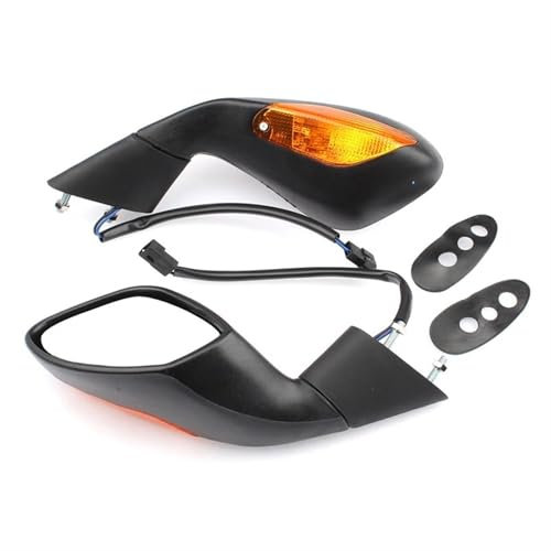Motorrad Spiegel Für Aprilia Für RSV 1000 Für RSV1000 2004-2008 1 Paar Motorrad Rückspiegel Seite Rückspiegel Integrierte Blinker Bernstein Licht Motorradspiegel