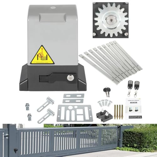 Izrielar Azionamento automatico per cancello del garage, 550 W, azionamento per cancello girevole fino a 1200 kg, 12 m, portata del telecomando 50 m, con 2 telecomando