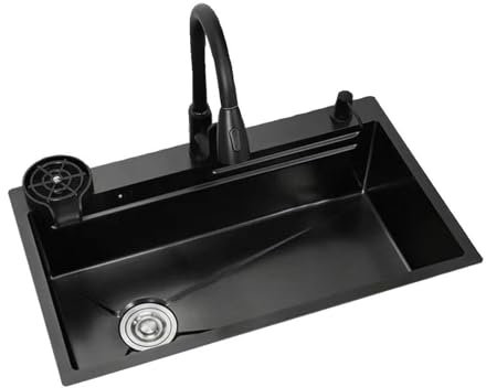 HXZJUIKL Évier de Cuisine sous Plan, cuve Simple en Acier Inoxydable de Calibre 16, évier Multifonctionnel pour Poste de Travail, évier pour Lave-Vaisselle Domestique