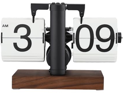 Orologio automatico da tavolo pieghevole, orologio pieghevole retrò meccanico digitale moderno, orologio a ingranaggi interni alimentato a batteria a grande numero (pagina bianca