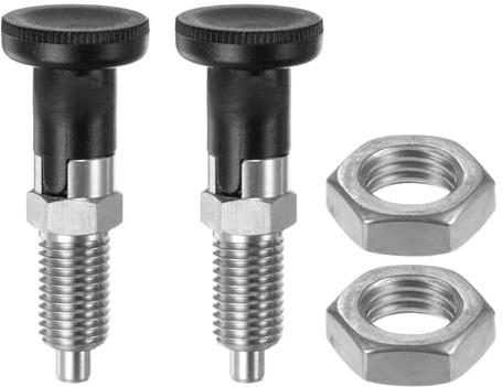 sourcing map 2pcs Push Fit Ball Nose Spring Plunger M12x1.5 Thread Length 6mm Pin Dia Stainless Steel Self-Locking Plunger Retractable Index Plunger for Industrial Equipment