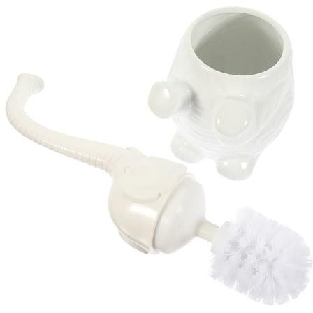 ABOOFAN Ceramic Base Elephant Bowl Brush Set Long Handle Sturdy Bristles Cleaning Tool for Bathroom and Toilet Bowl